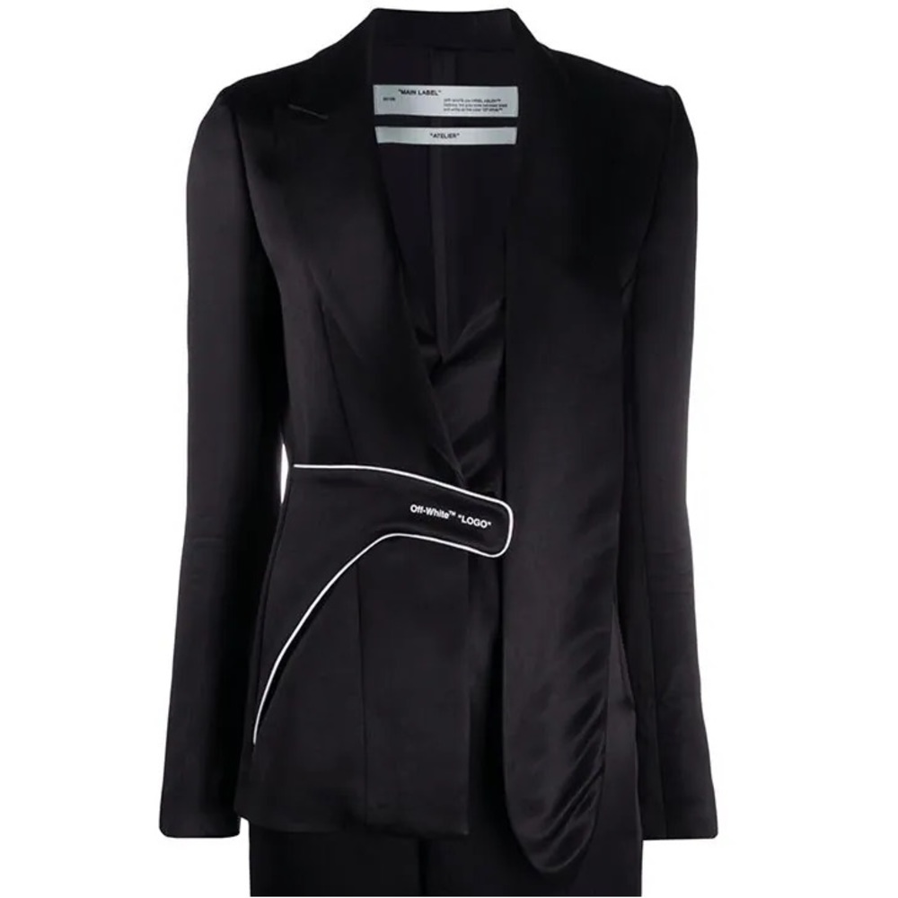 Off-White C/O VIRGIL ABLOH Women’s Asymmetrical Black Pure Silk Blazer